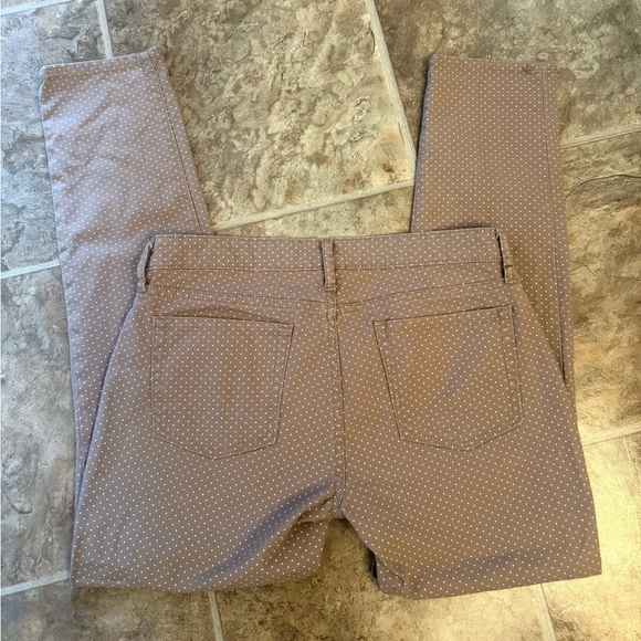 GAP Tan w White Polka Dots Premium Skinny Jeans Mid-Rise Stretch -Sz 8- - Picture 2 of 5